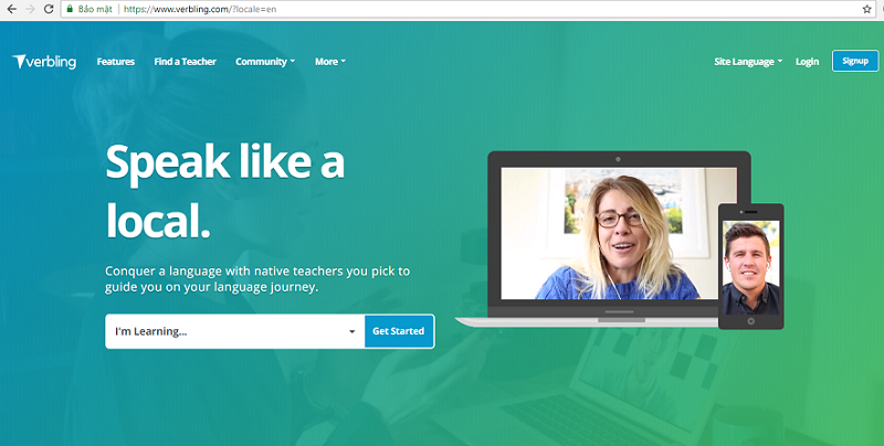 trang web luyện nói Vebrling