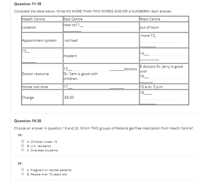 Ví dụ bài thi IELTS Listening