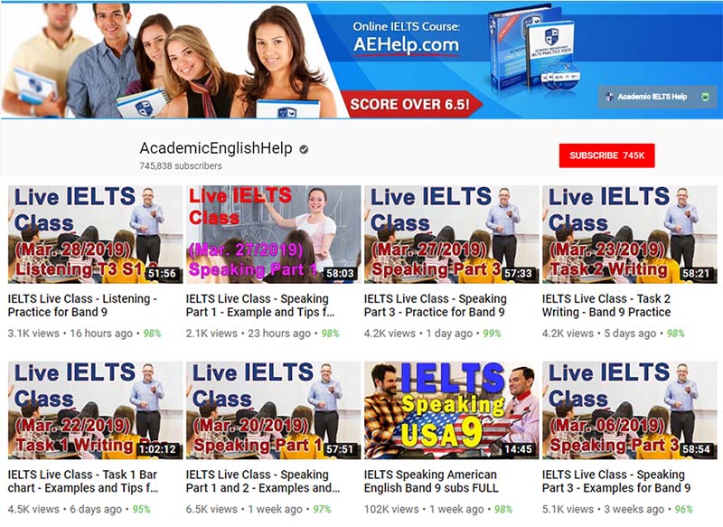 9 kênh youtube học IELTS hay - Kênh Youtube Academic English Help