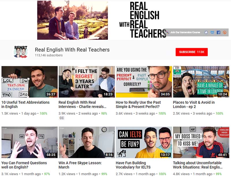 9 kênh youtube học IELTS hay - Real English With Real Teachers