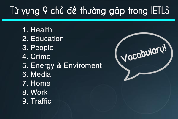 Từ vựng 9 chủ đề thường xuất hiện nhất trong kì thi IELTS