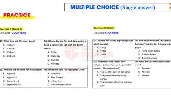 Bài luyện tập IELTS Listening Multiple Choice dạng Single Answer