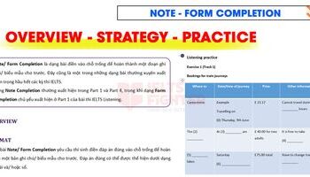 Bài luyện tập IELTS Listening Note - Form completion