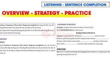 Bài luyện tập IELTS Listening - Sentence/summary/flowchart/diagram completion