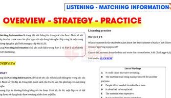 Bài luyện tập IELTS Listening Matching Information