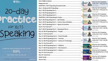Tải ngay Ebook 20-day Practice for IELTS Speaking kèm video bài giảng hay