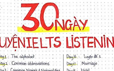 30 ngày luyện nghe IELTS theo chủ đề PDF + audio + video
