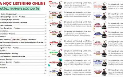 Khóa học IELTS Listening online miễn phí, giáo viên 8.0 giảng dạy, video chi tiết