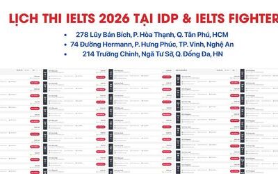 Lịch thi IELTS IDP tại phòng thi IELTS Fighter 2026