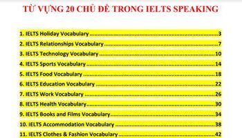 IELTS Speaking Vocabulary theo 20 chủ đề phổ biến nhất