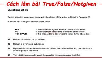 IELTS Reading: Cách làm bài TRUE/FALSE/NOT GIVEN hoặc YES/NO/NOT GIVEN