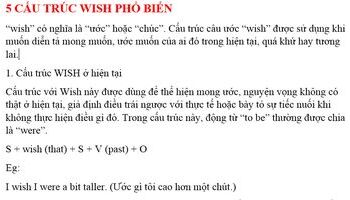 Cấu trúc Wish - Công thức cách dùng và bài tập có đáp án
