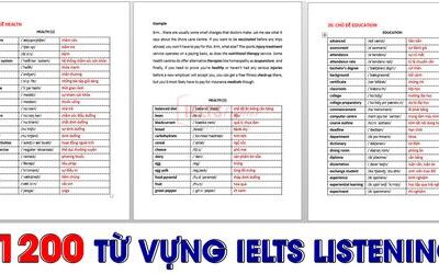 Tổng hợp từ vựng IELTS Listening theo chủ đề