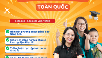 Trợ Giảng Tiếng Anh Ms Hoa Junior Part-Time Thu Nhập 1-3M/Tháng
