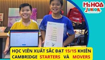 Quá xuất sắc! 2 Anh em cùng đạt điểm tối đa 15 khiên - Chứng chỉ Cambridge Starters và Movers