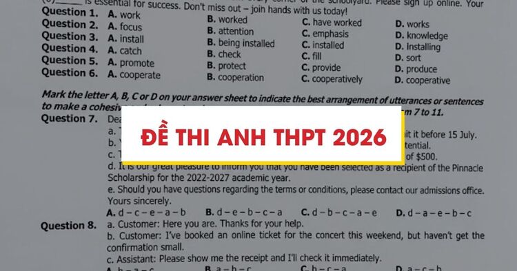 Đề thi tiếng Anh THPT 2026 - Đáp án 48 mã đề Anh THPT 2026