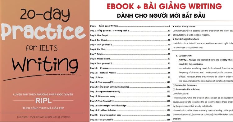 20-day Practice for IELTS Writing (pdf + video) cho người mới bắt đầu