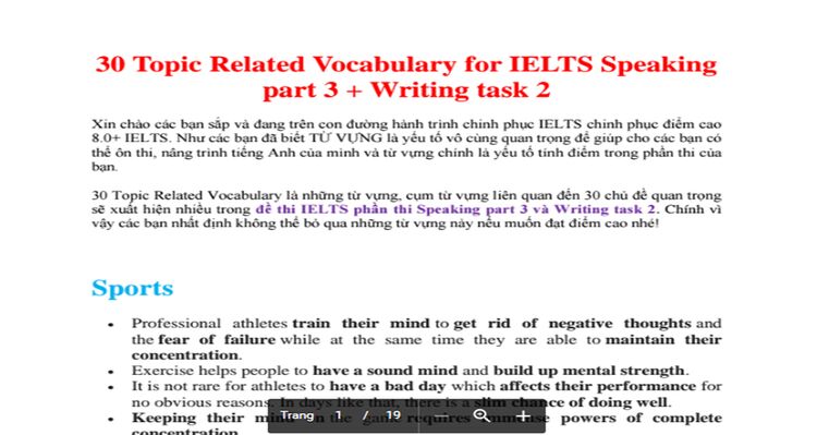 30 Topic Related Vocabulary for IELTS