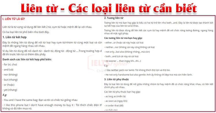 Liên từ trong tiếng Anh: Lý thuyết + bài tập có đáp án