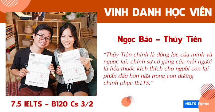 Cùng yêu cùng phấn đấu, cặp đôi Ngọc Bảo – Thủy Tiên cán đích 7.5 IELTS