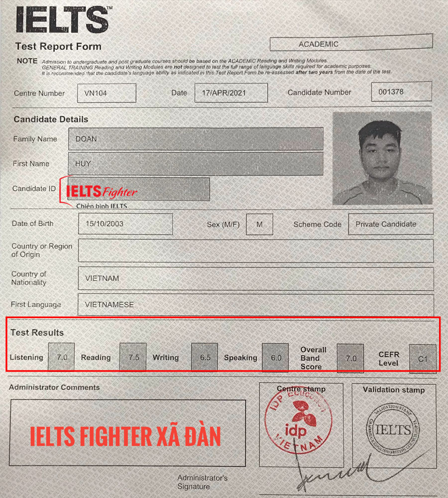 Đoàn huy 7.0 IELTS