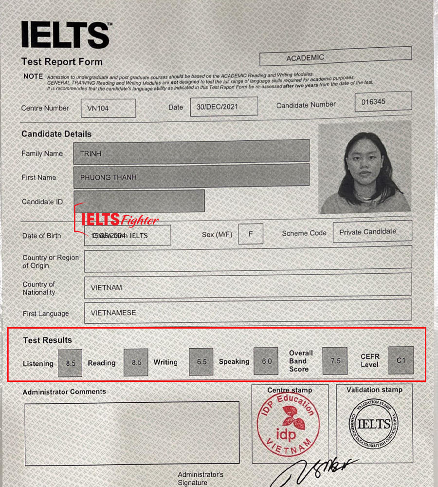 phương thanh 7.0 ielts học sinh lớp 12