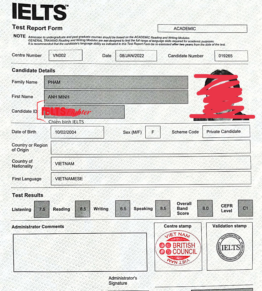 anh minh 8.0 ielts