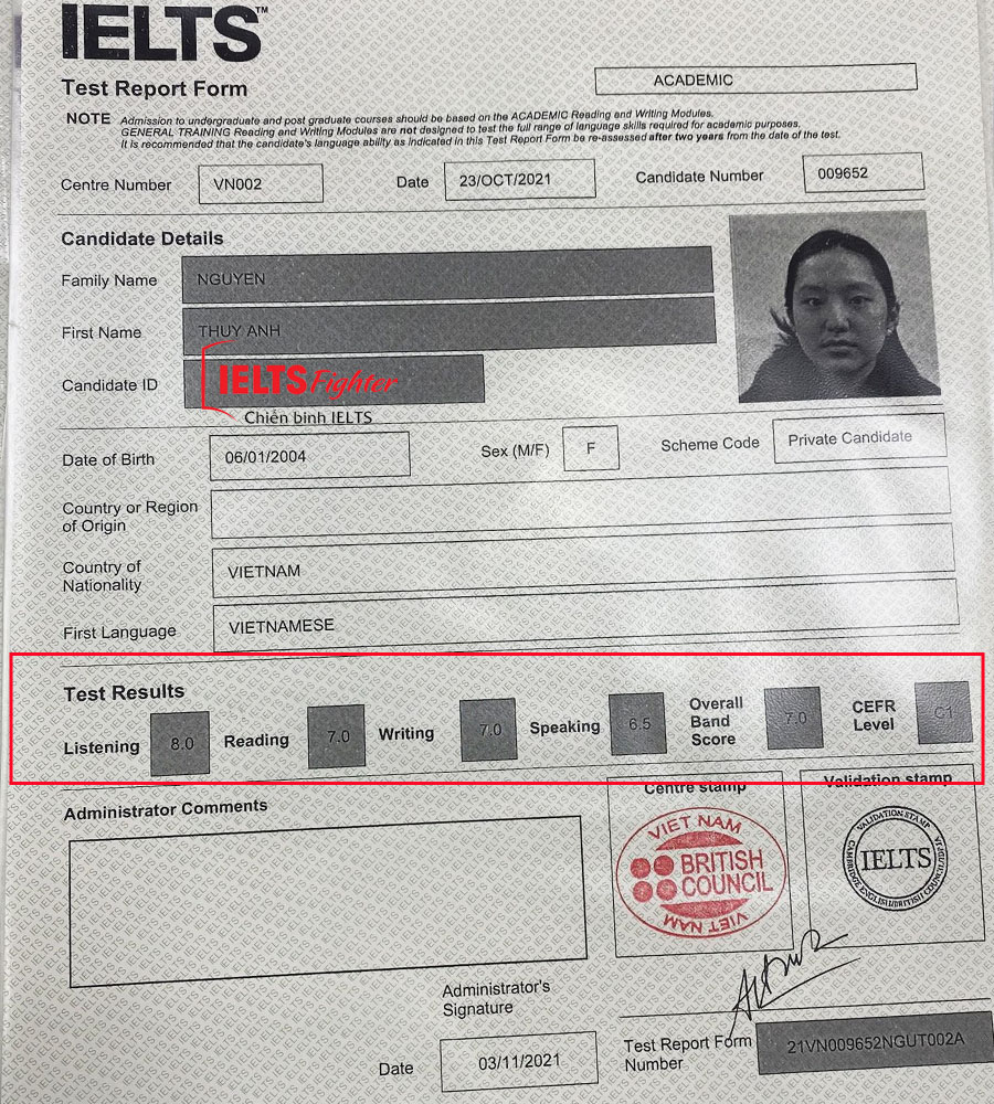 thủy anh 7.0 ielts