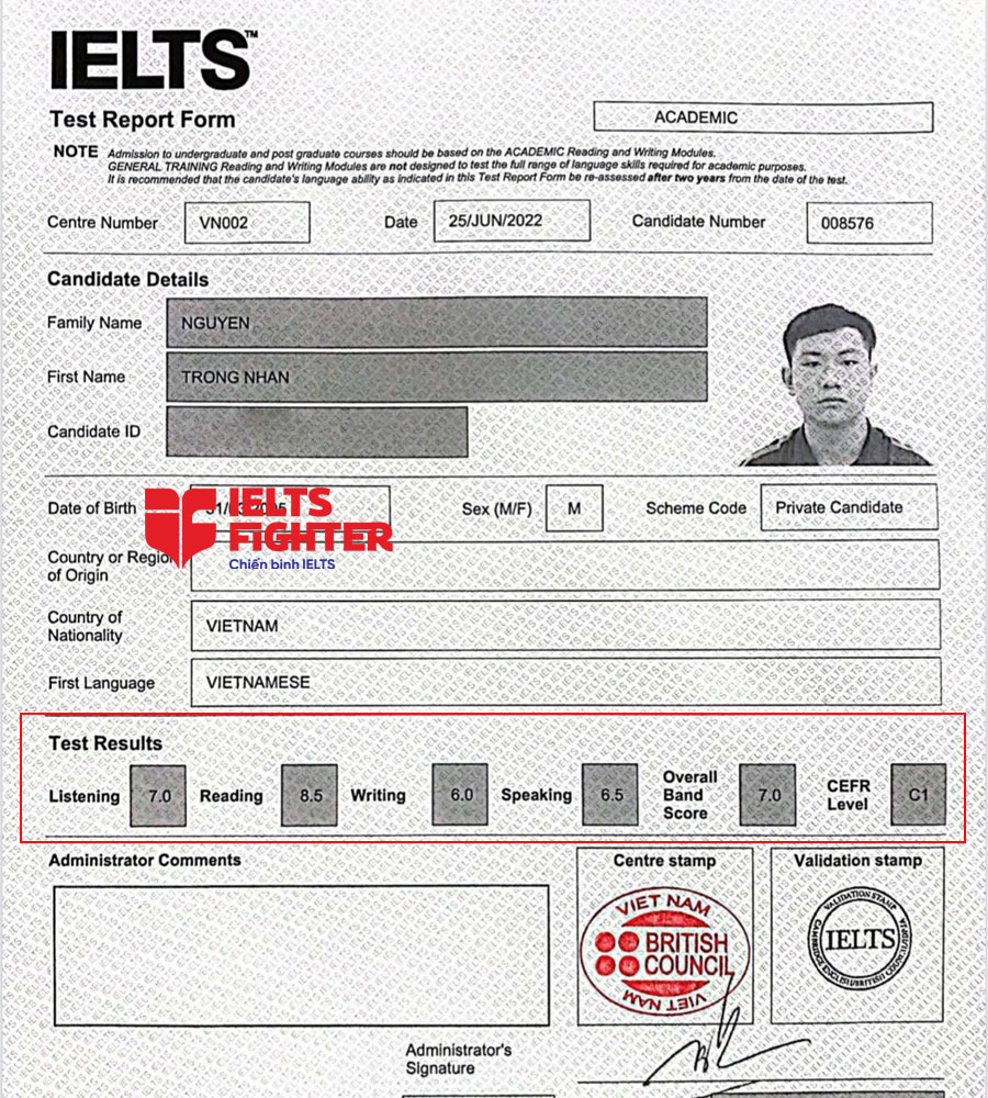 trọng nhân 7.0 ielts - 2