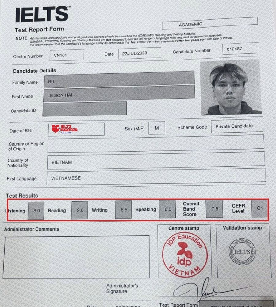 Sơn Hải - học viên IF Bà Hom đạt 7.5 IELTS