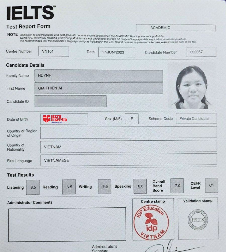 Học viên điểm cao IELTS Fighter Nguyễn Ảnh Thủ