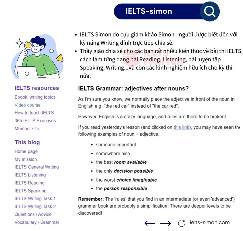 Website tự học IELTS online miễn phí IELTS Simon