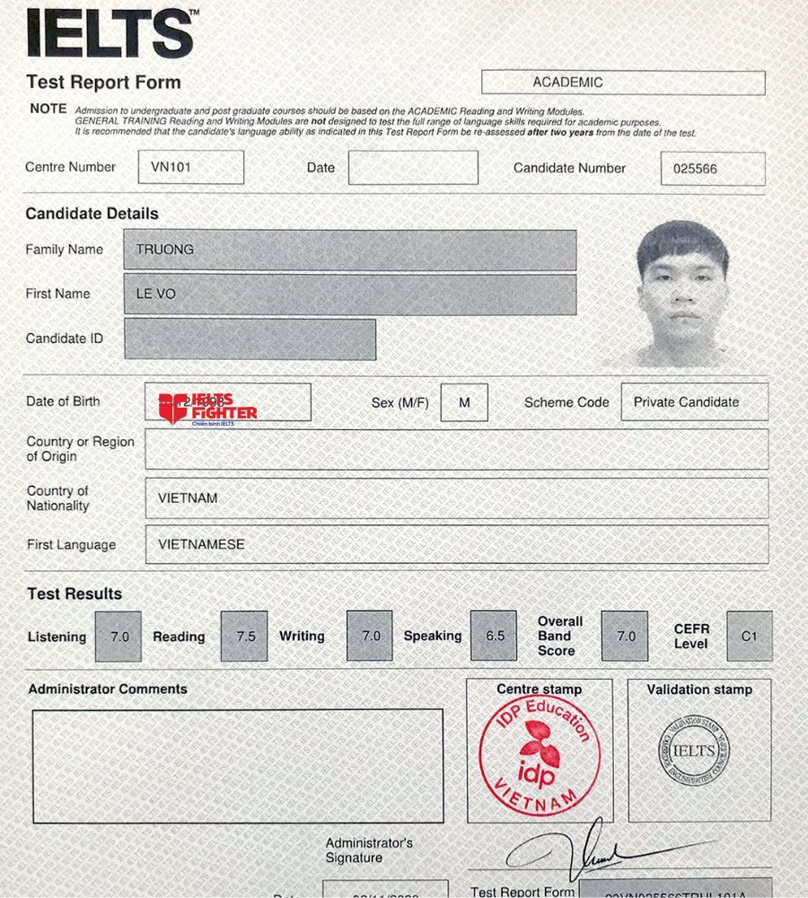 Trương Lê Võ 7.0 IELTS