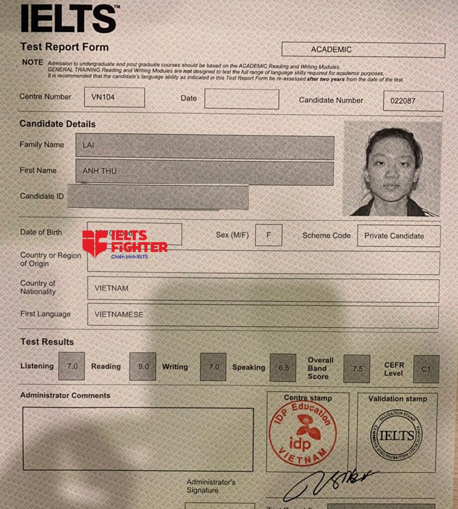 Anh Thư 7.5 IELTS
