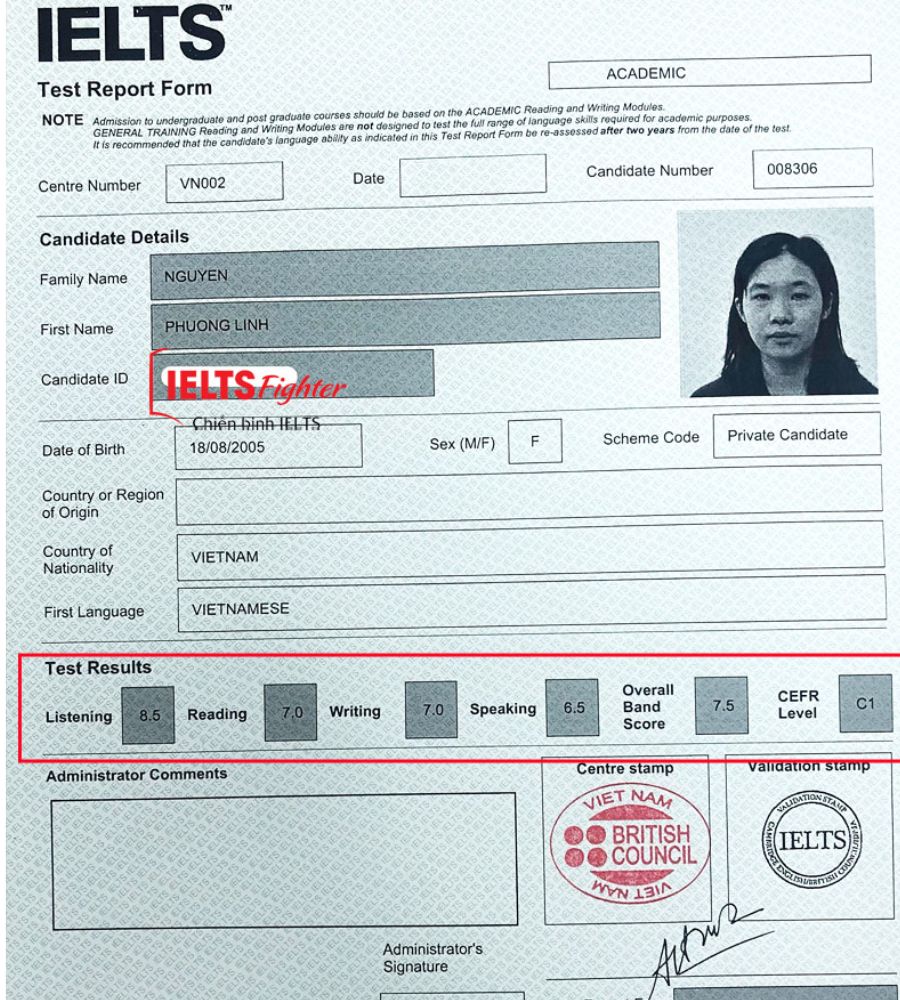phương linh 7.0 ielts
