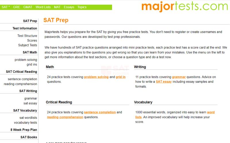 Thi thử SAT với Majortests