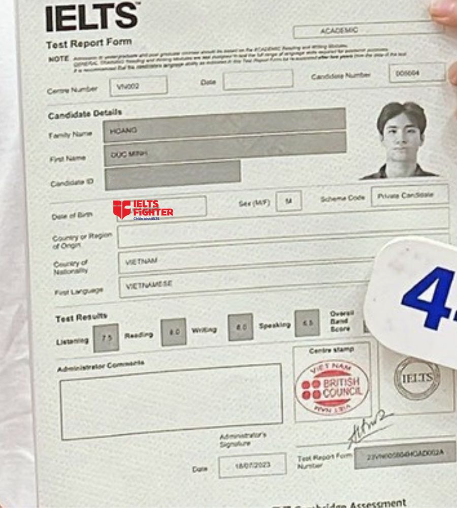 Chứng chỉ Đức minh 7.0 IELTS