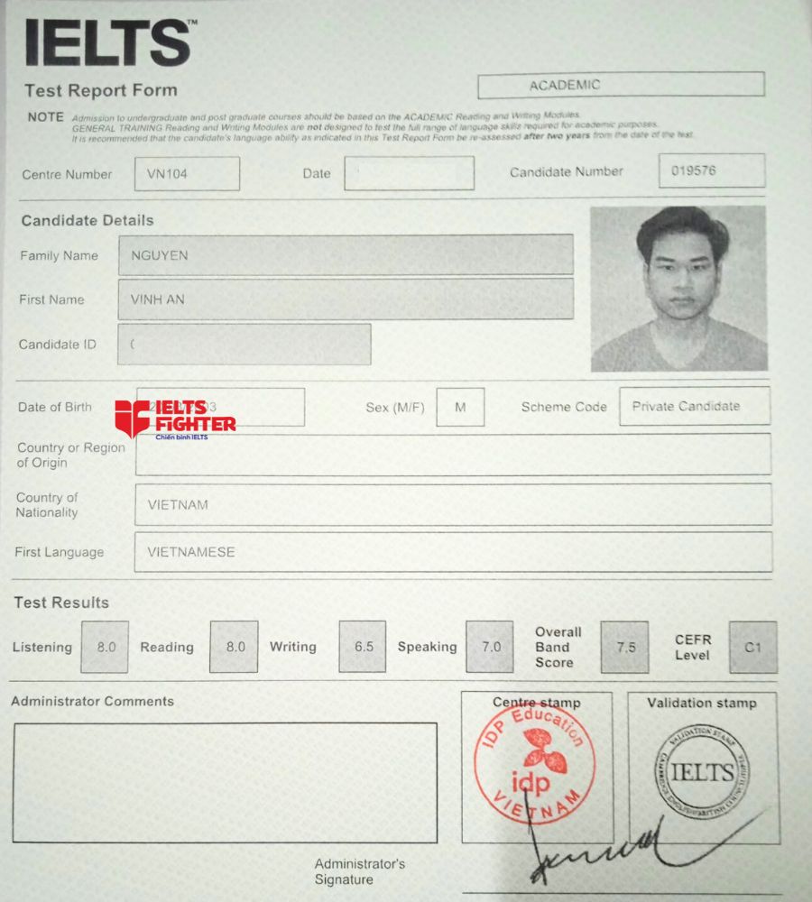 Vĩnh An 7.5 IELTS