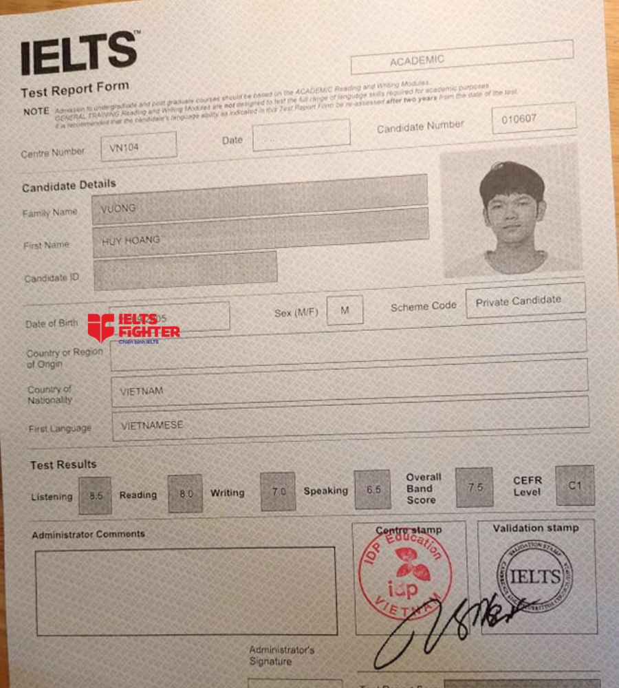 huy hoàng 7.5 ielts