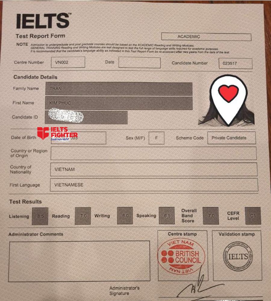 kim phúc 7.0 ielts