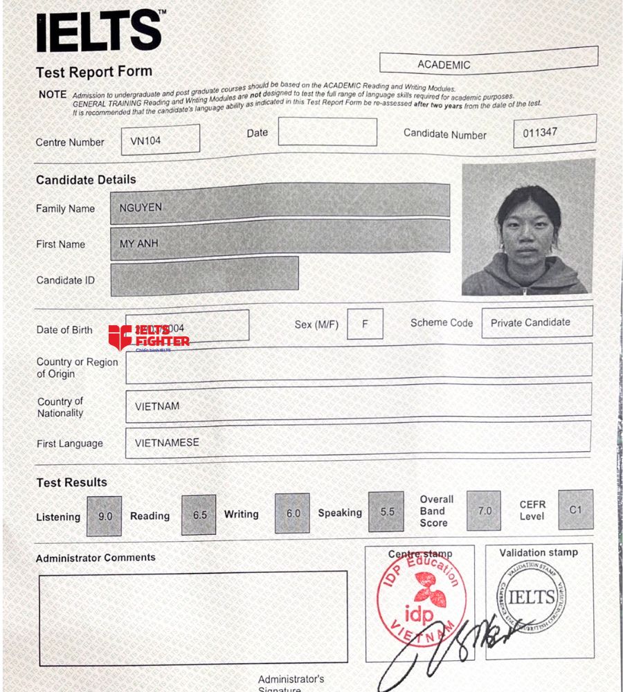mỹ anh 7.0 ielts 