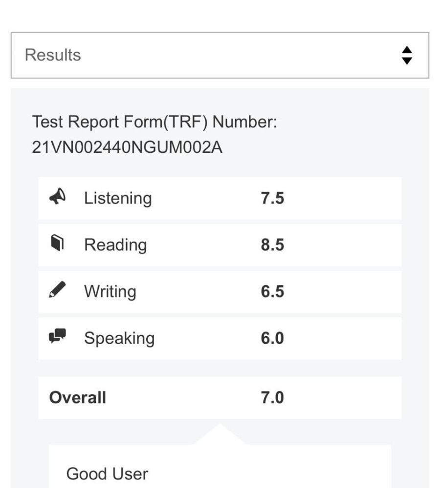 Chứng chỉ Nguyễn Mai Quyên 7.0 IELTS