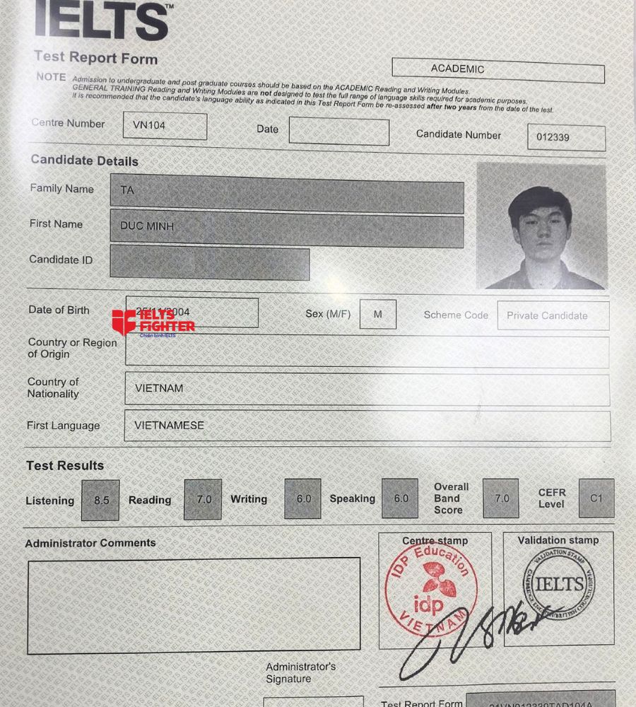 đức minh 7.0 ielts