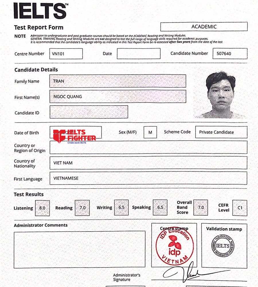 Trần Ngọc Quang 7.0 IELTS