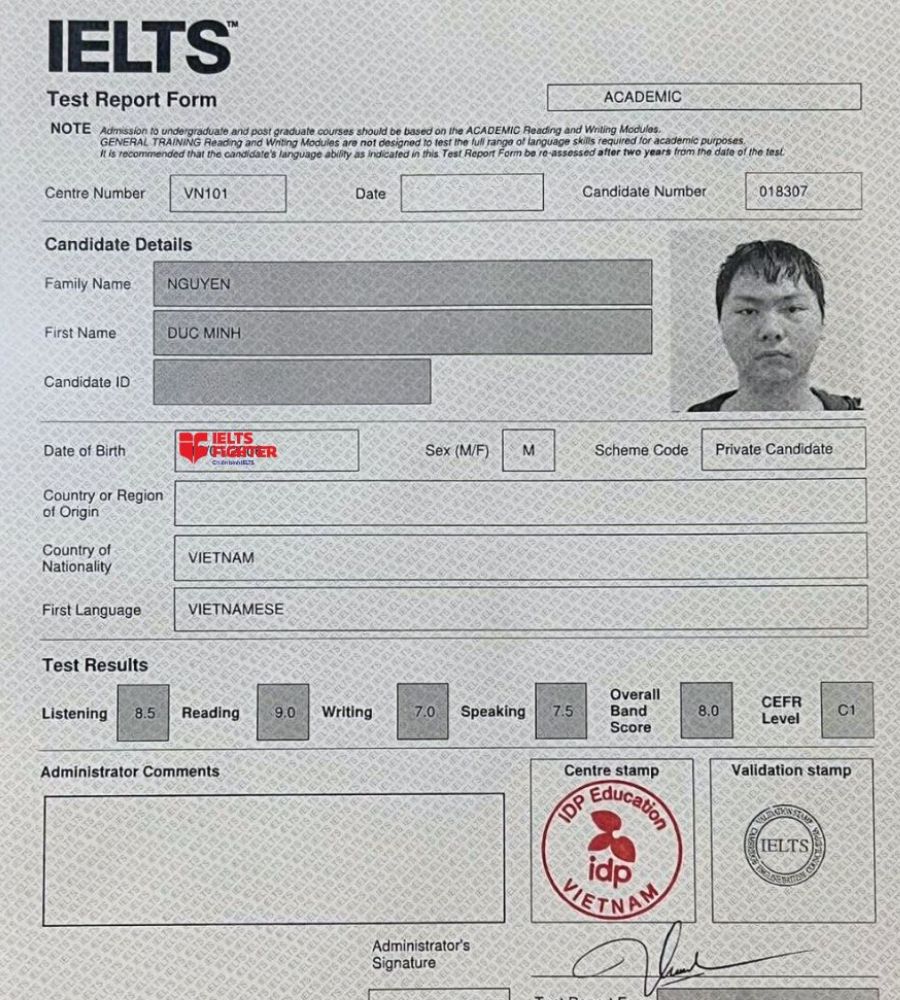Học viên điểm cao IELTS Fighter Hồ Chí Minh