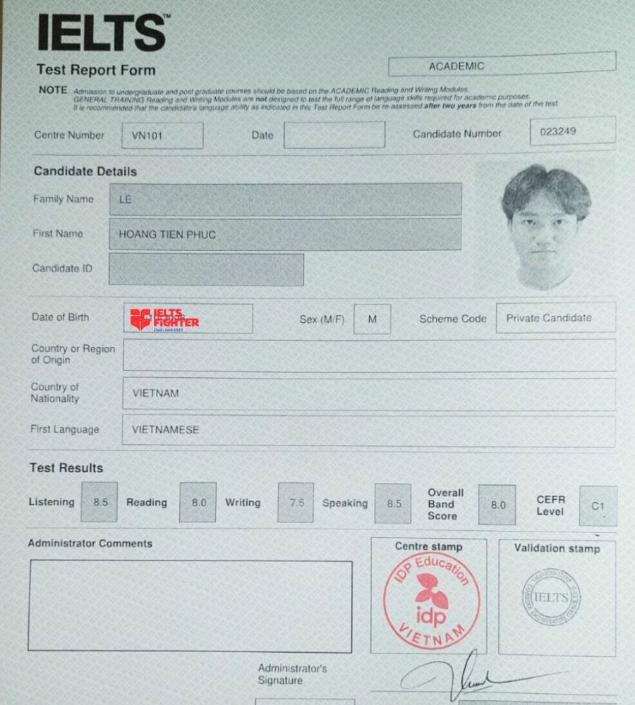 Học viên điểm cao IELTS Fighter Hồ Chí Minh