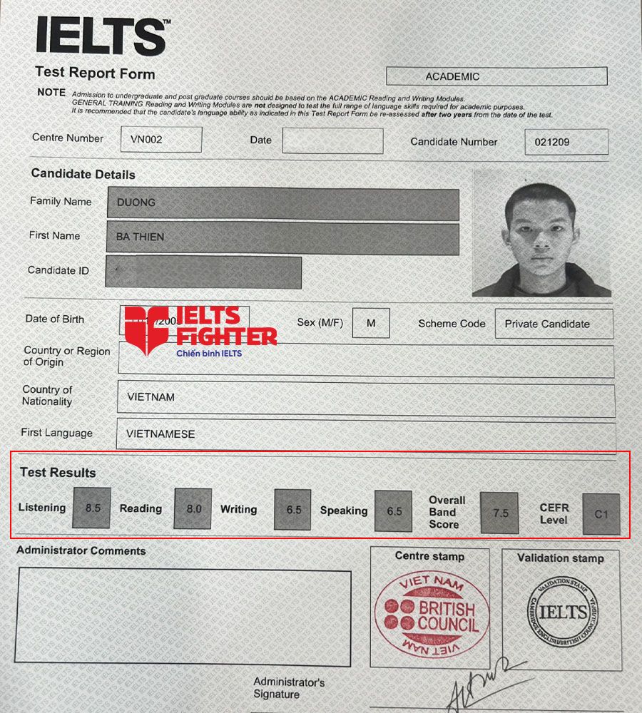 bá thiên 7.5 IELTS - 2
