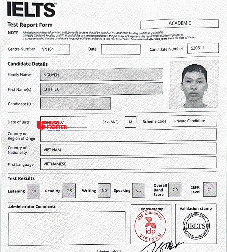 Chứng chỉ Nguyễn Chí Hiếu 7.0 IELTS
