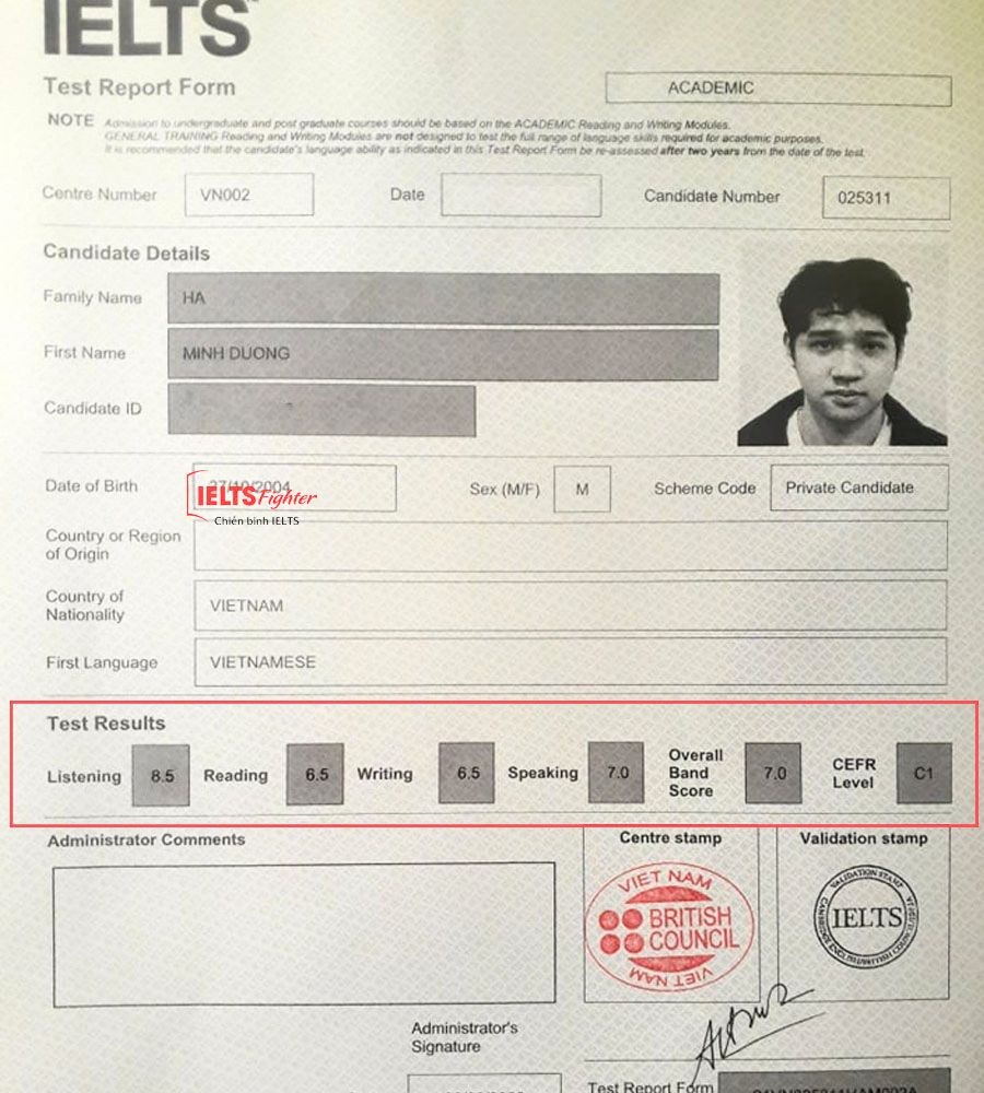 minh dương 7.0 ielts