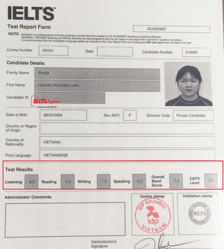 phương linh 7.0 ielts